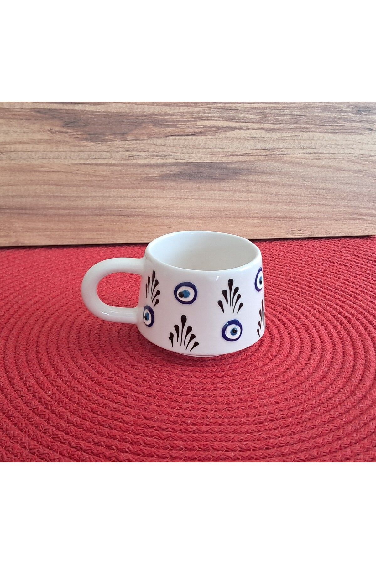 Artiser Nazar Dekorlu Seramik Kupa, Nazar Dekorlu Seramik Mug, El Yapımı Seramik Kupa
