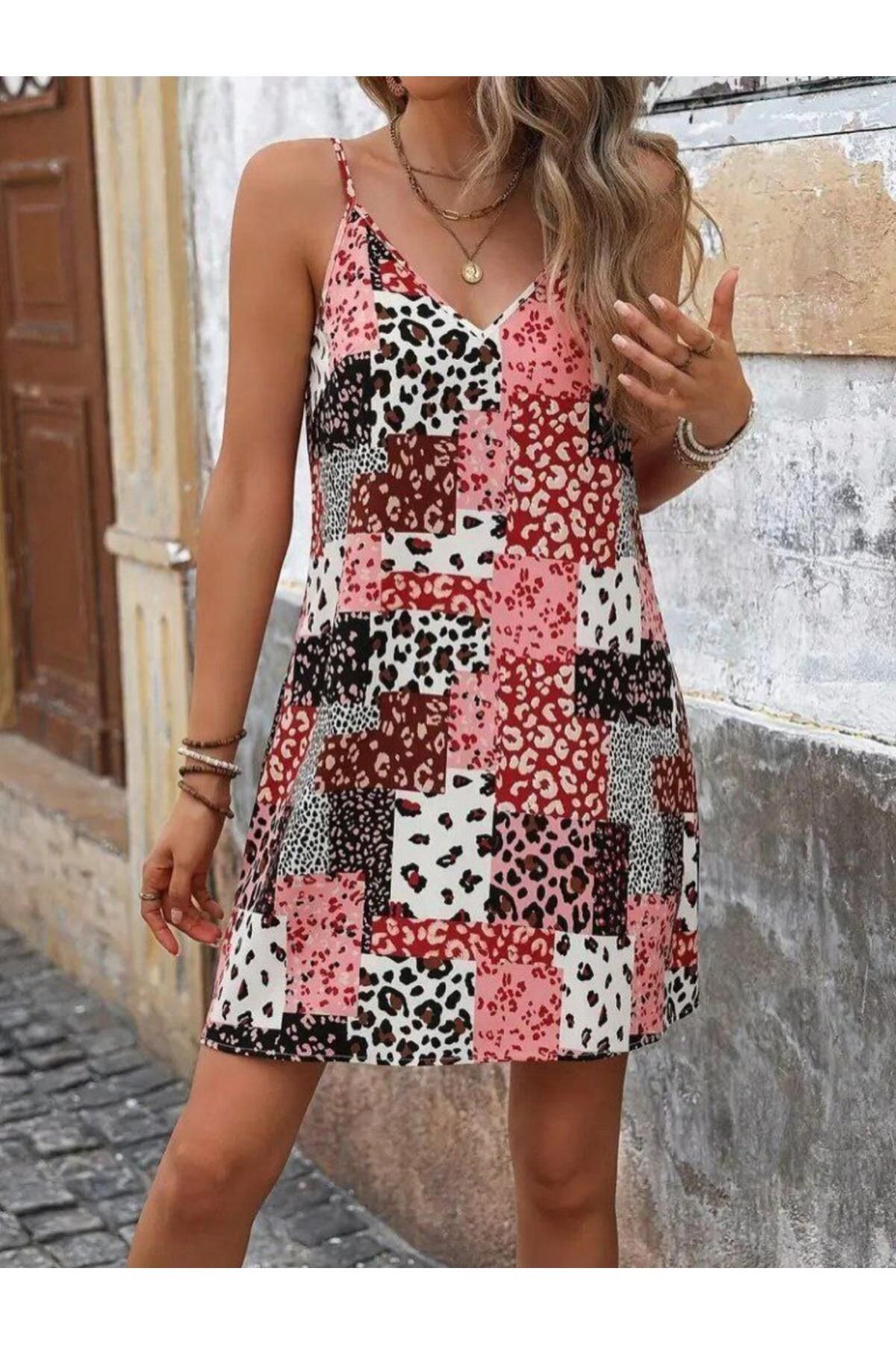 MODA Kadın Ip Askılı V Yakalı Süprem Elbise , 24982