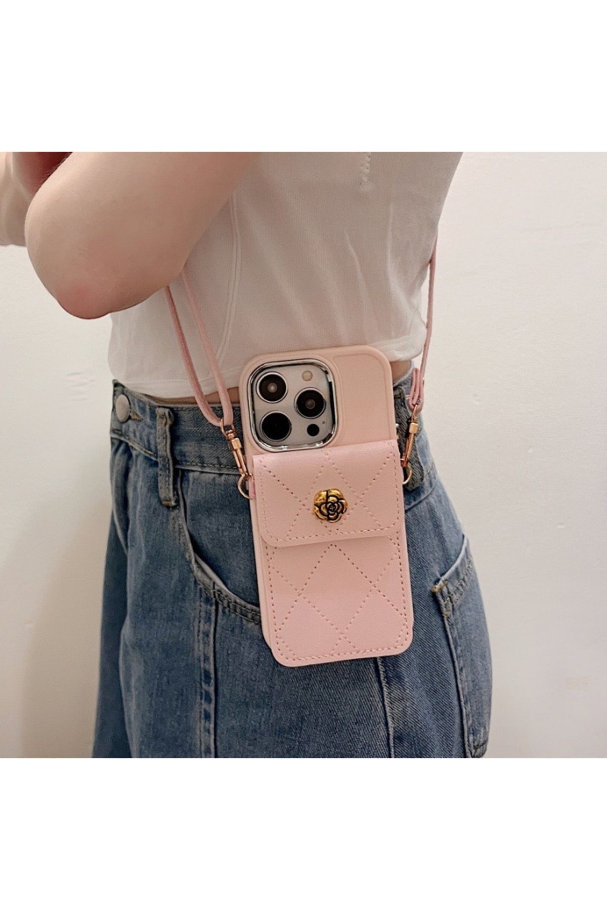 Rosaland0 iPhone 13 omuz askılı telefon kılıfı