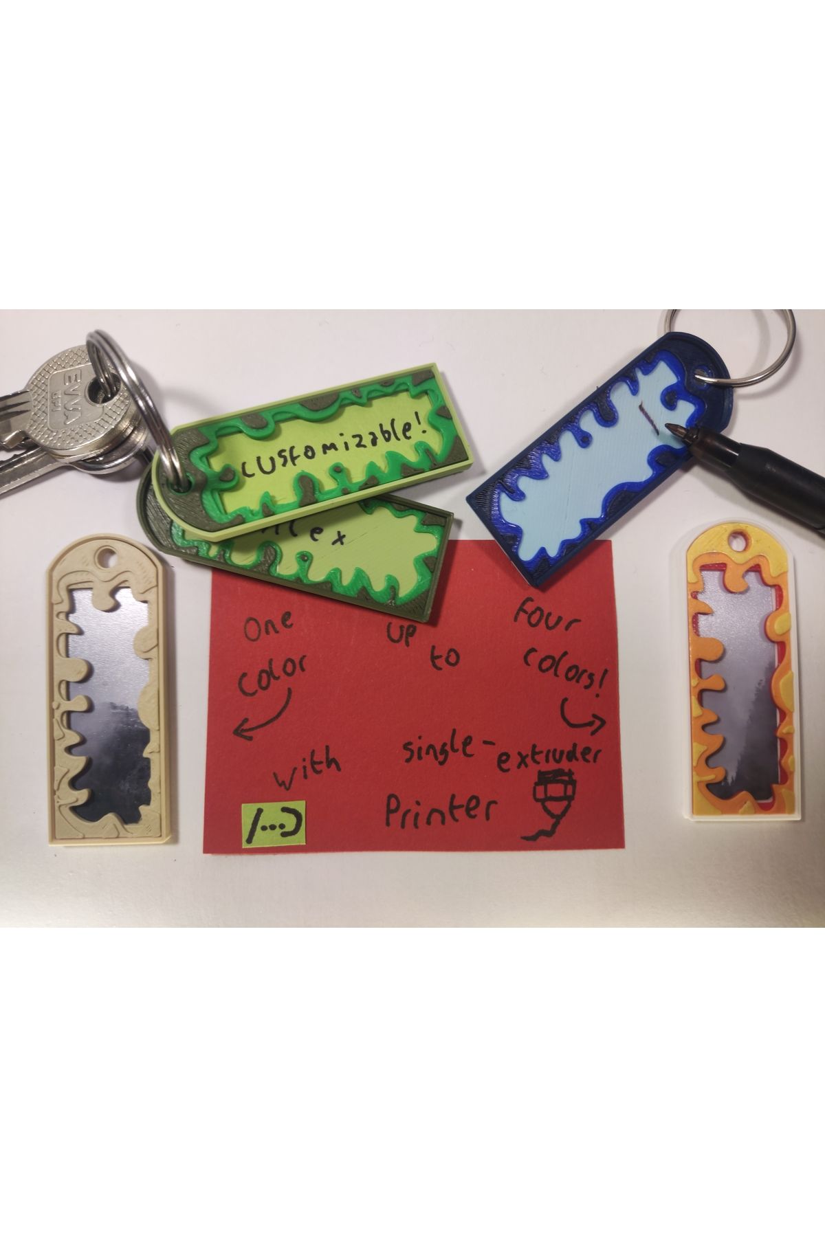 Vision Craft Tek rahibe yazıcılar için modern çok renkli anahtarlık (4 Adet)