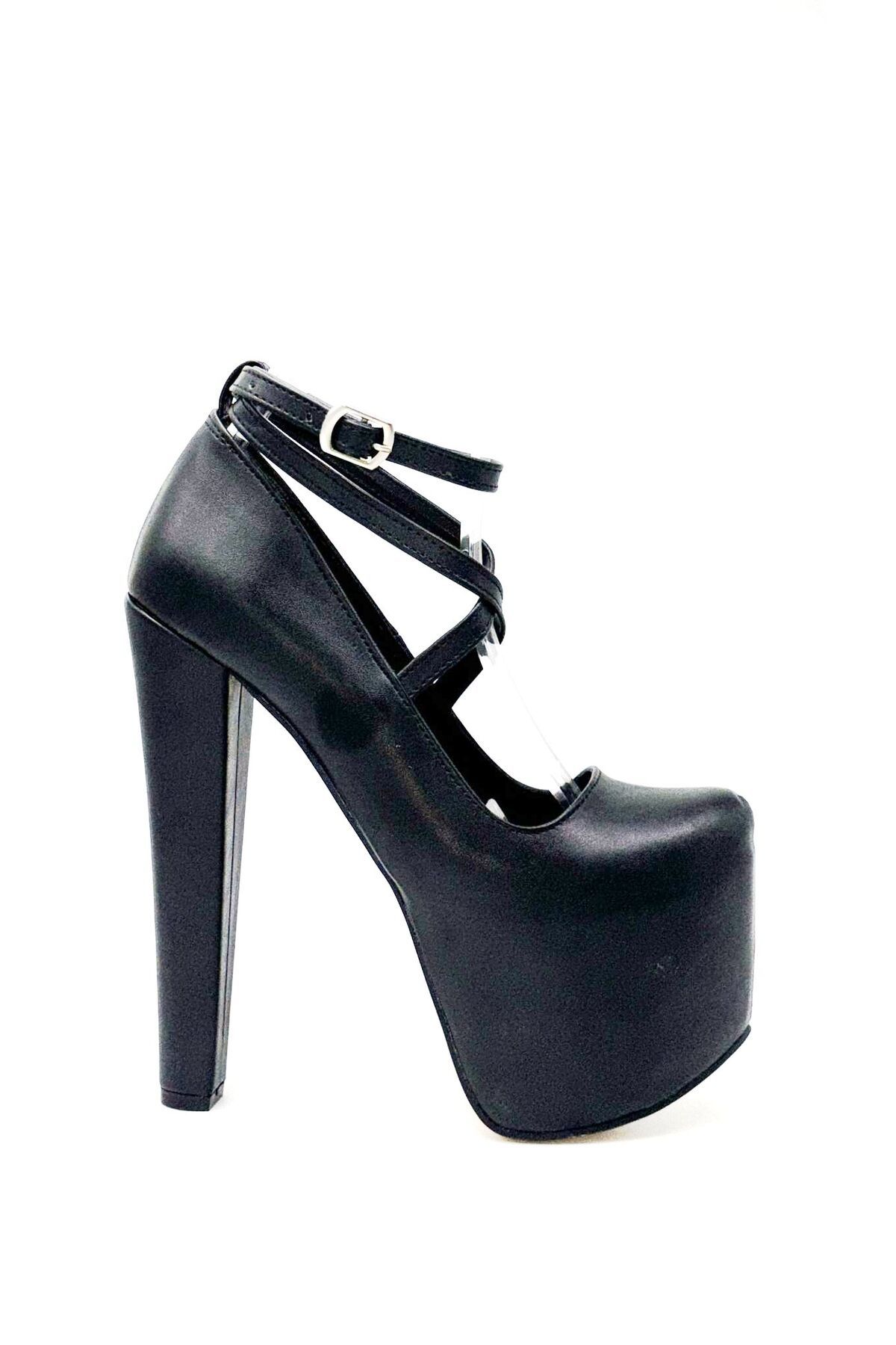KİNDEP Kindep Yüksek Topuklu (18 cm) Platform (7 cm) Kadın Ayakkabı SİYAH