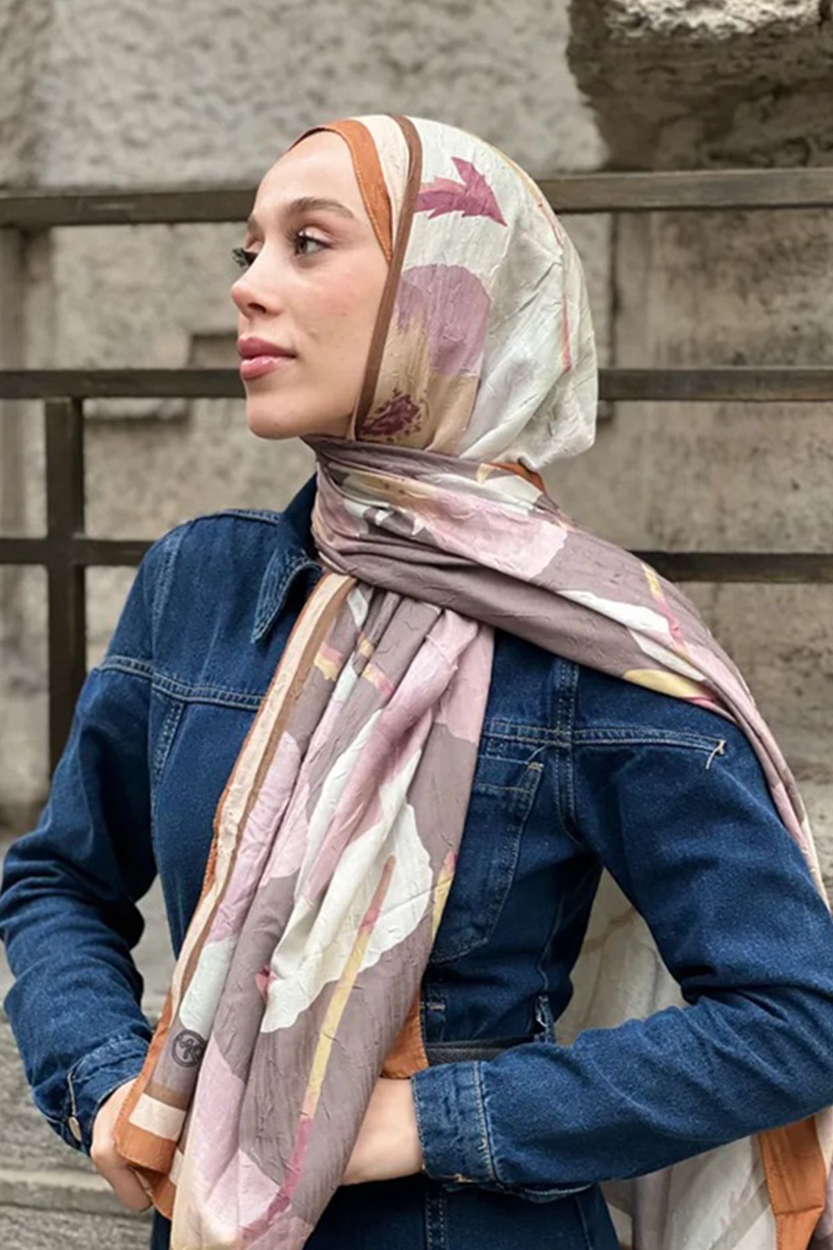Tesettür Diyarı Gelincik Desen Bambu Şal