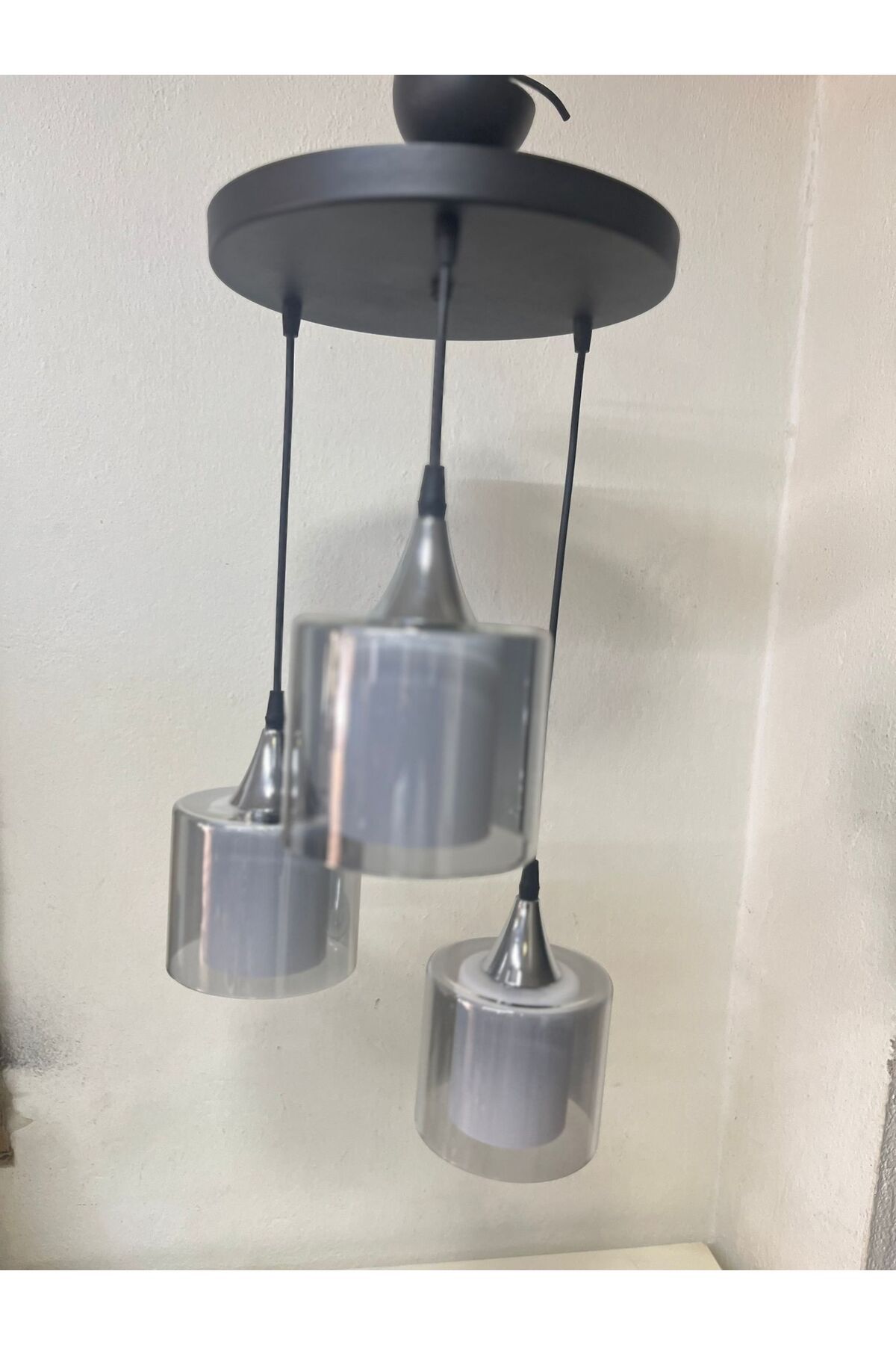 TIGEA Accessories ÇİFT CAM ÜÇLÜ LÜKS SARKIT AVİZE SALON YEMEK ODASI