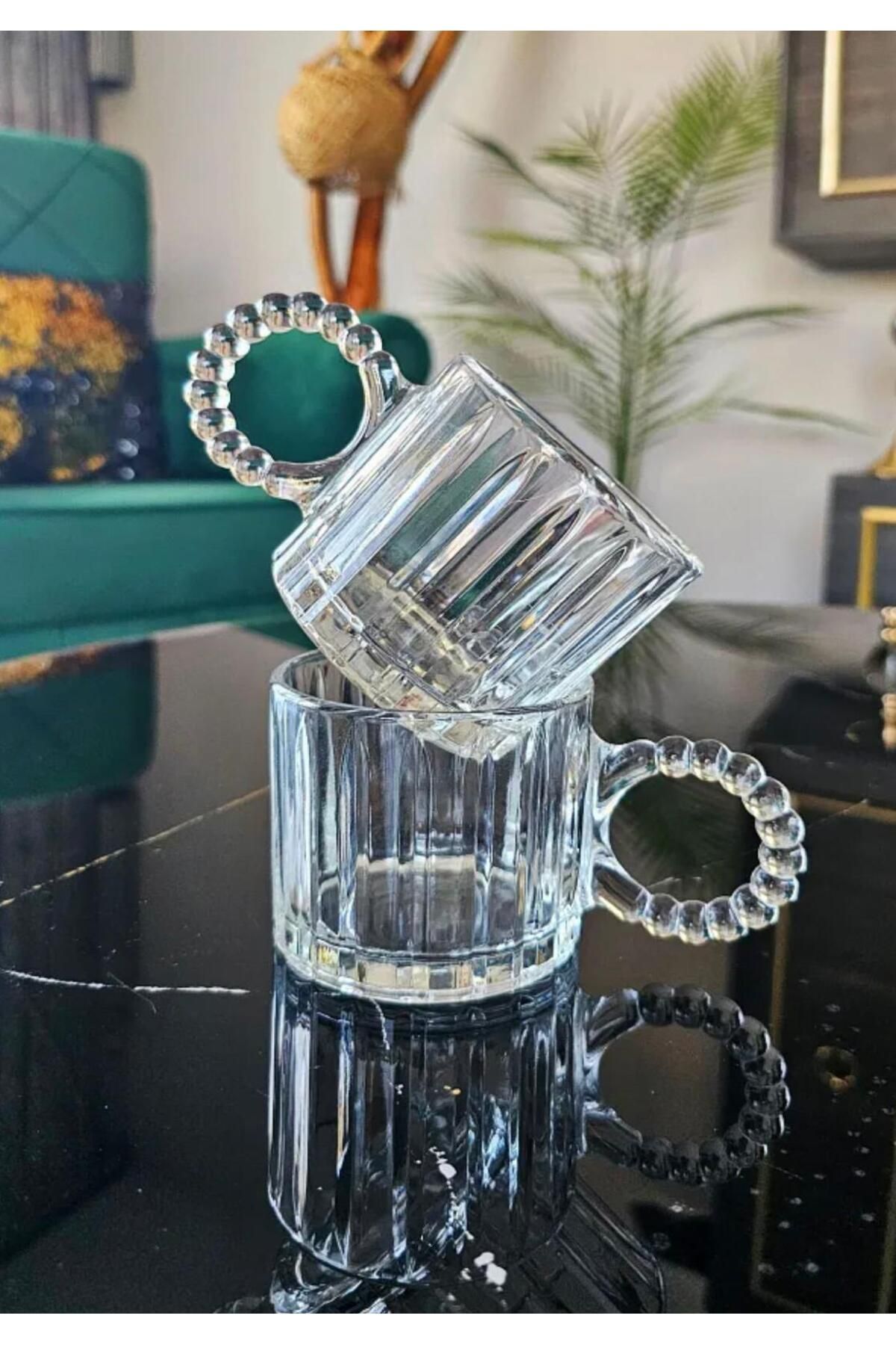 KARALYAN 2 Adet Boncuk Kulplu Cam Kupa Boncuklu Cam Kupa Espresso Meşrubat Bardağı