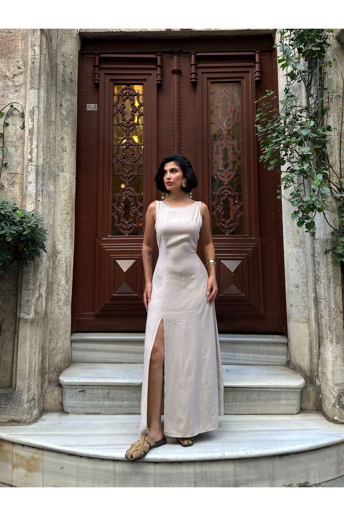 MY LİKA PRADA KUMAŞ YIRTMAÇLI ELBİSE