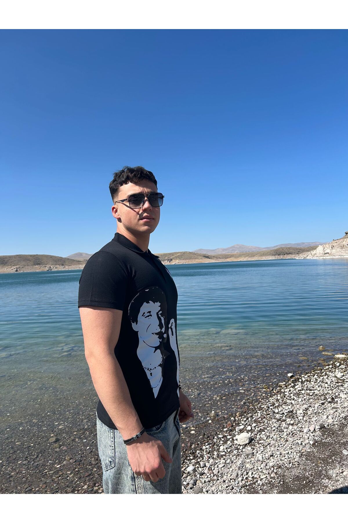 krevas Tonymontana baskılı polo yaka t-shirt