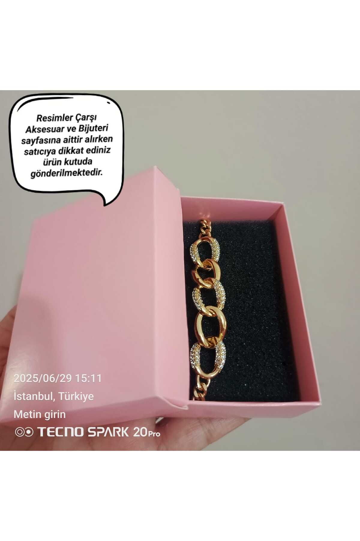 XUPINGYMZ XUPİNG İRİ HALKALI TAŞLI ÇELİK GOLD BİLEKLİK