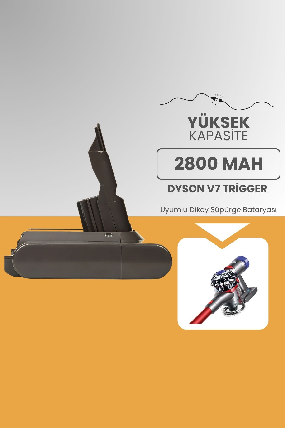 ROBOPİL Dyson V7 Trigger Uyumlu Batarya (YÜKSEK KAPASİTE) 21.6 V 2800mah Dikey Süpürge Bataryası