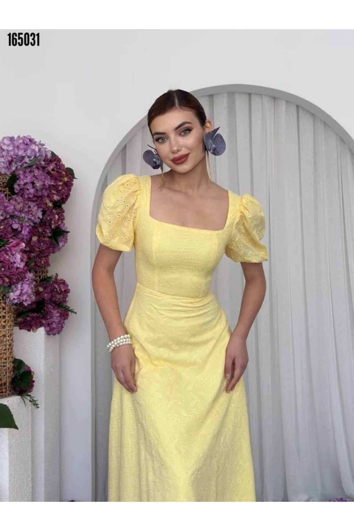 Cbm Lına Midi Elbise Kırmızı Gül Figürlü Kolye hediye
