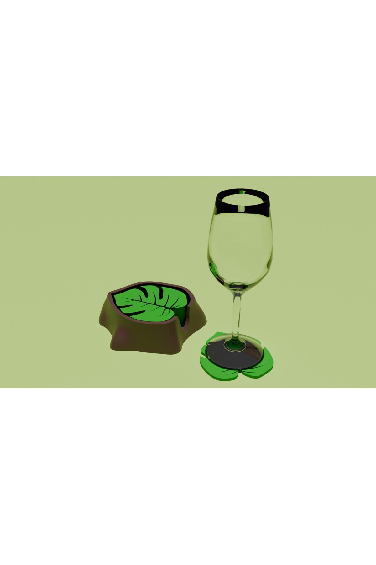 Vision Craft yaprak coaster (3 Adet)