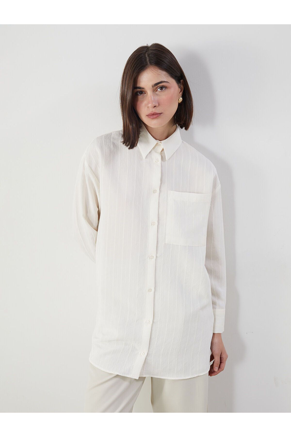 LC Waikiki Dokulu Oversize Kadın Gömlek Tunik