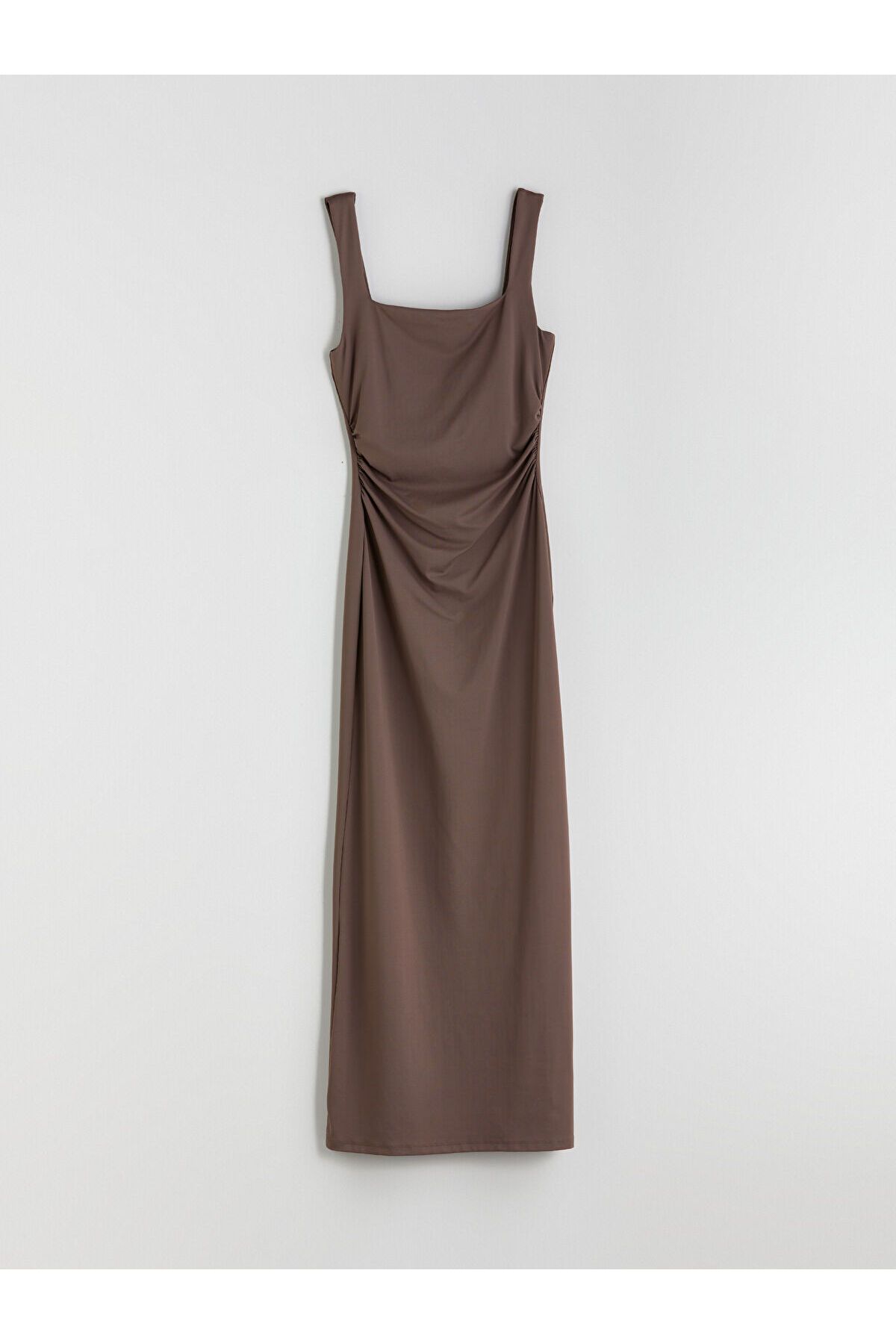 LC Waikiki Kare Yaka Büzgülü Bodycon Elbise