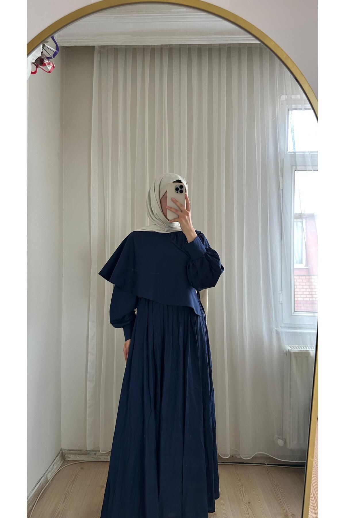 W WARGA BELİ LASTİKLİ KIRAŞ VUAL TESETTÜR ELBİSE