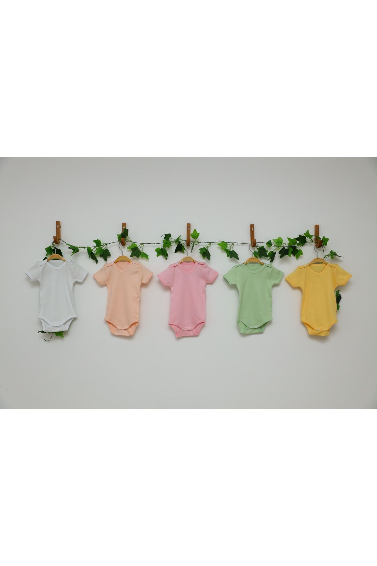 Vivolas %100 Organik Pamuk Yarım Kollu Çıtçıtlı Zıbın 5'Li Set Kız Bebek & Çocuk