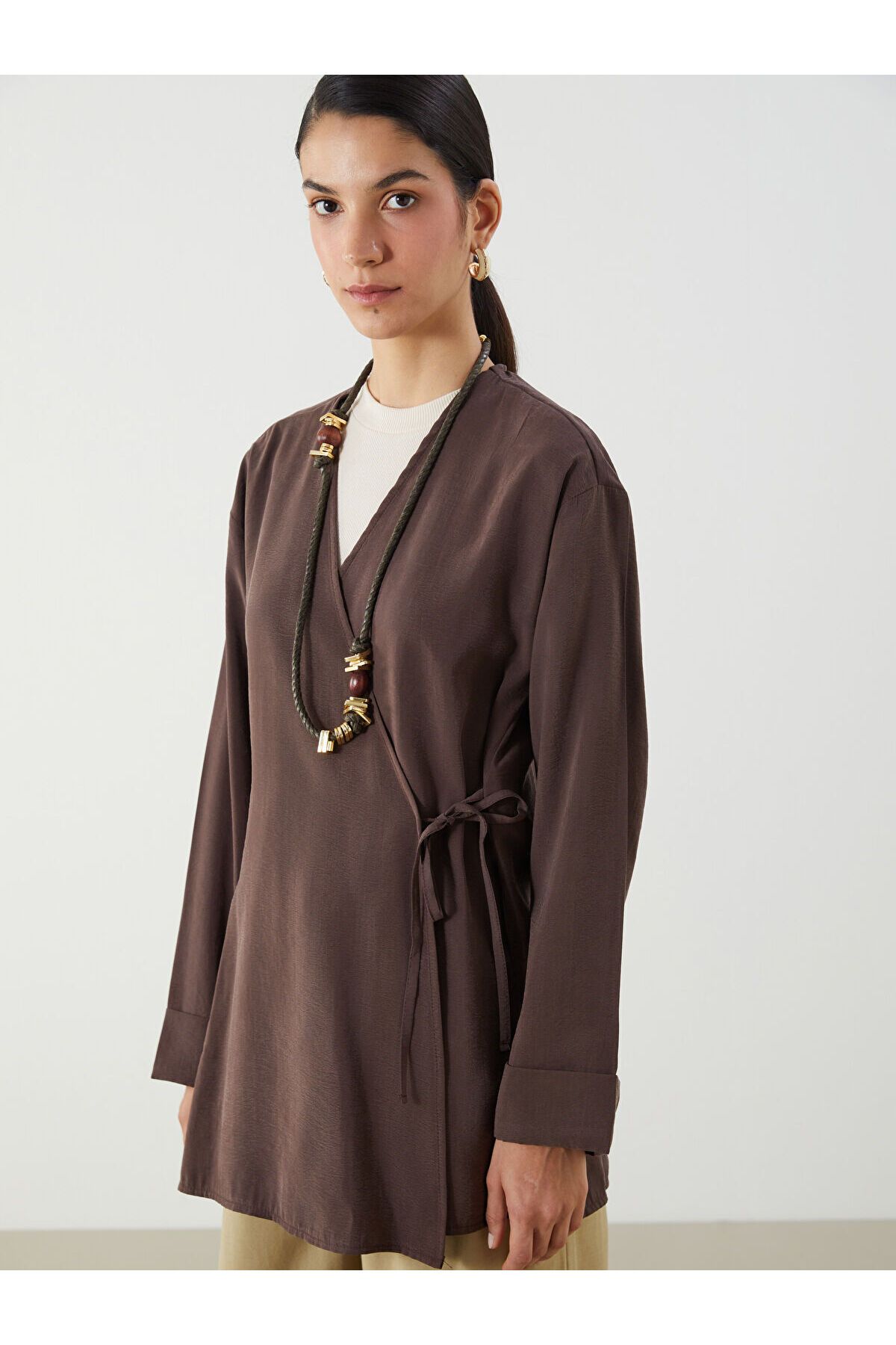 LC Waikiki Kruvaze Yaka Modal Karışımlı Kadın Kimono