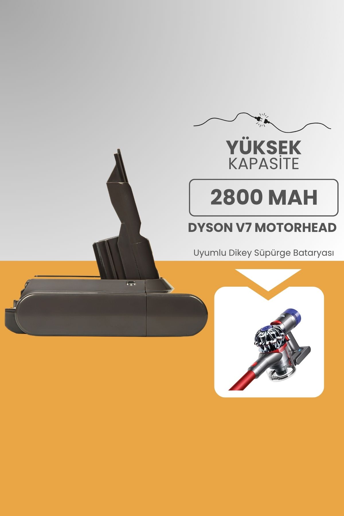 ROBOPİL Dyson V7 Motorhead Uyumlu Batarya (YÜKSEK KAPASİTE) 21.6 V 2800mah Dikey Süpürge Bataryası