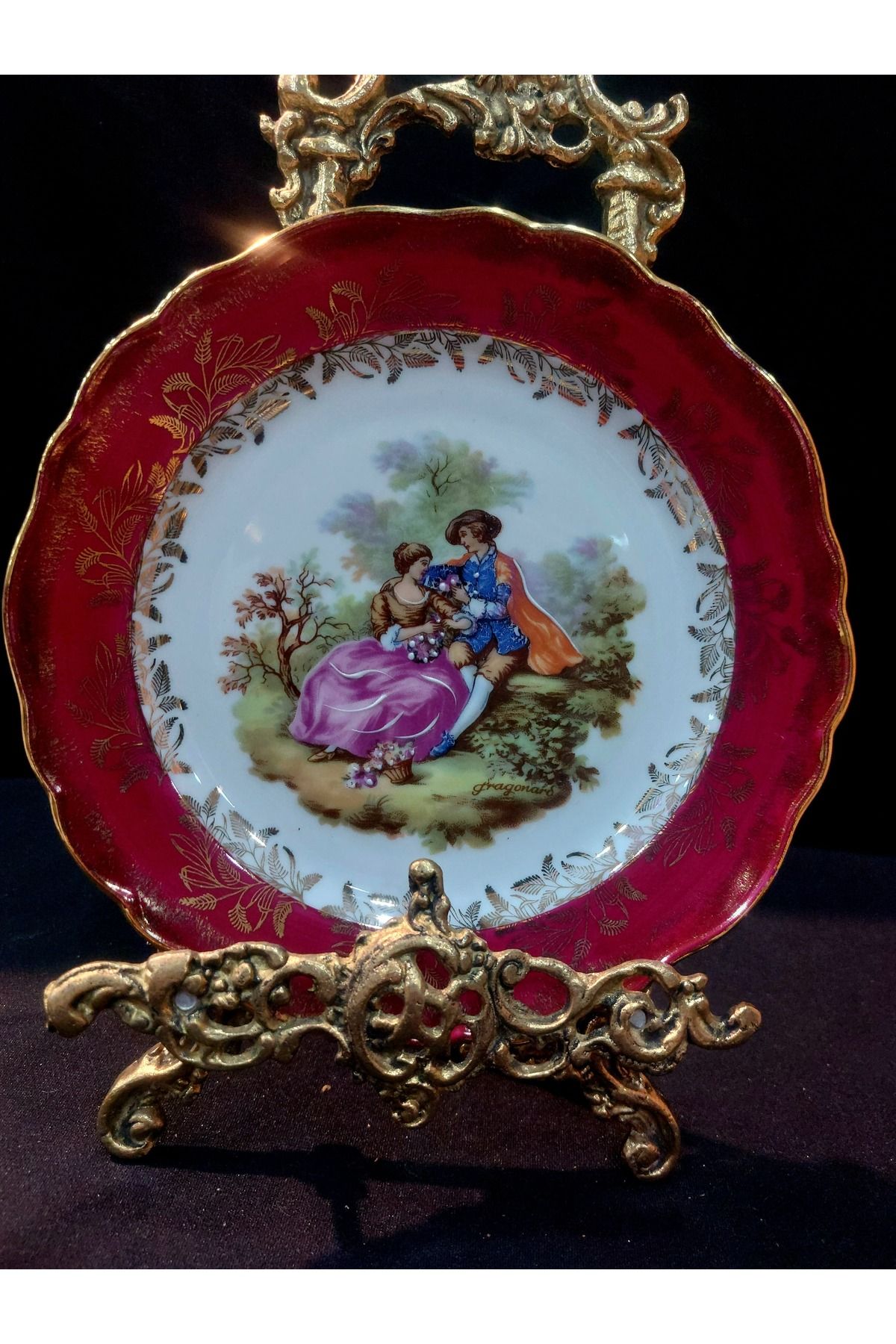 Dedemin Antikaları Antika Vintage Limoges France Fragonard İmzalı Dekoratif Duvar Tabağı