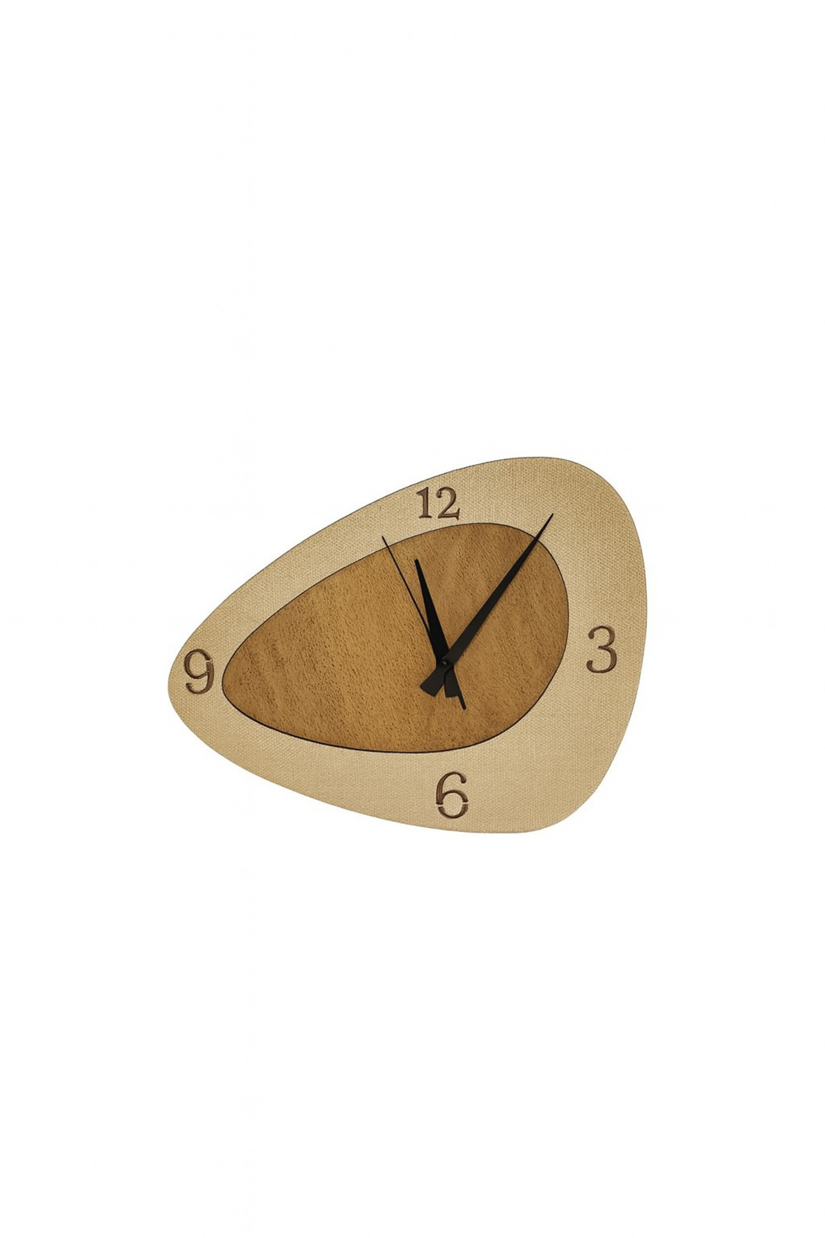 ساعة حائط خشبية صامتة - تصميم من القماش الخشبي وال...