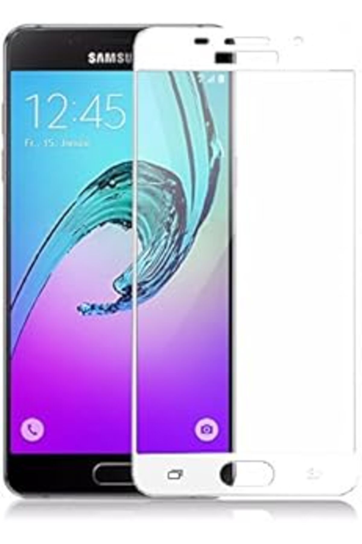 Qedii Ehr. Samsung Galaxy A7 2016 Uyumlu Full Kaplayan Temperli 5D Ekran Koruyucu Cam (Beyaz)
