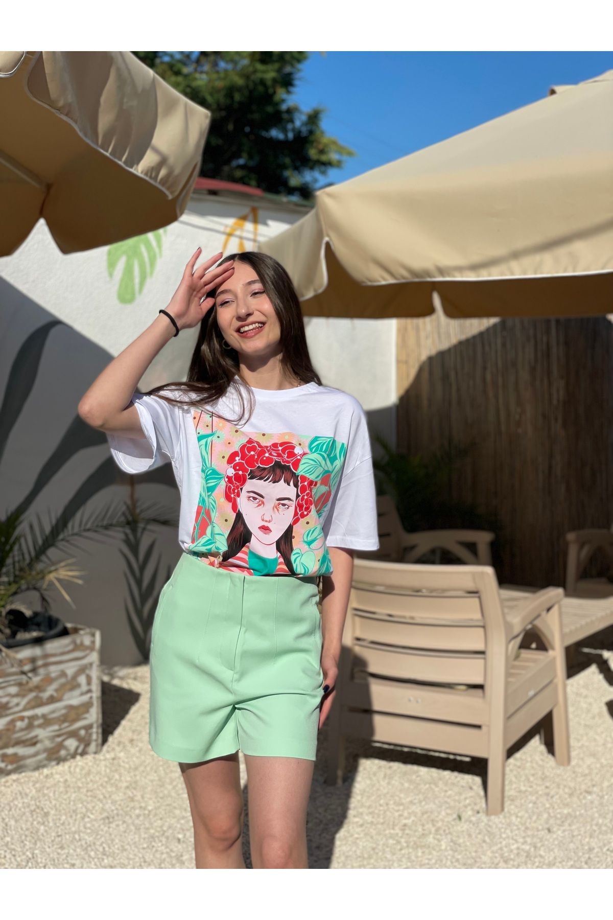 Tumtum Wear Mint Yeşili Pens Detaylı Mini Şort