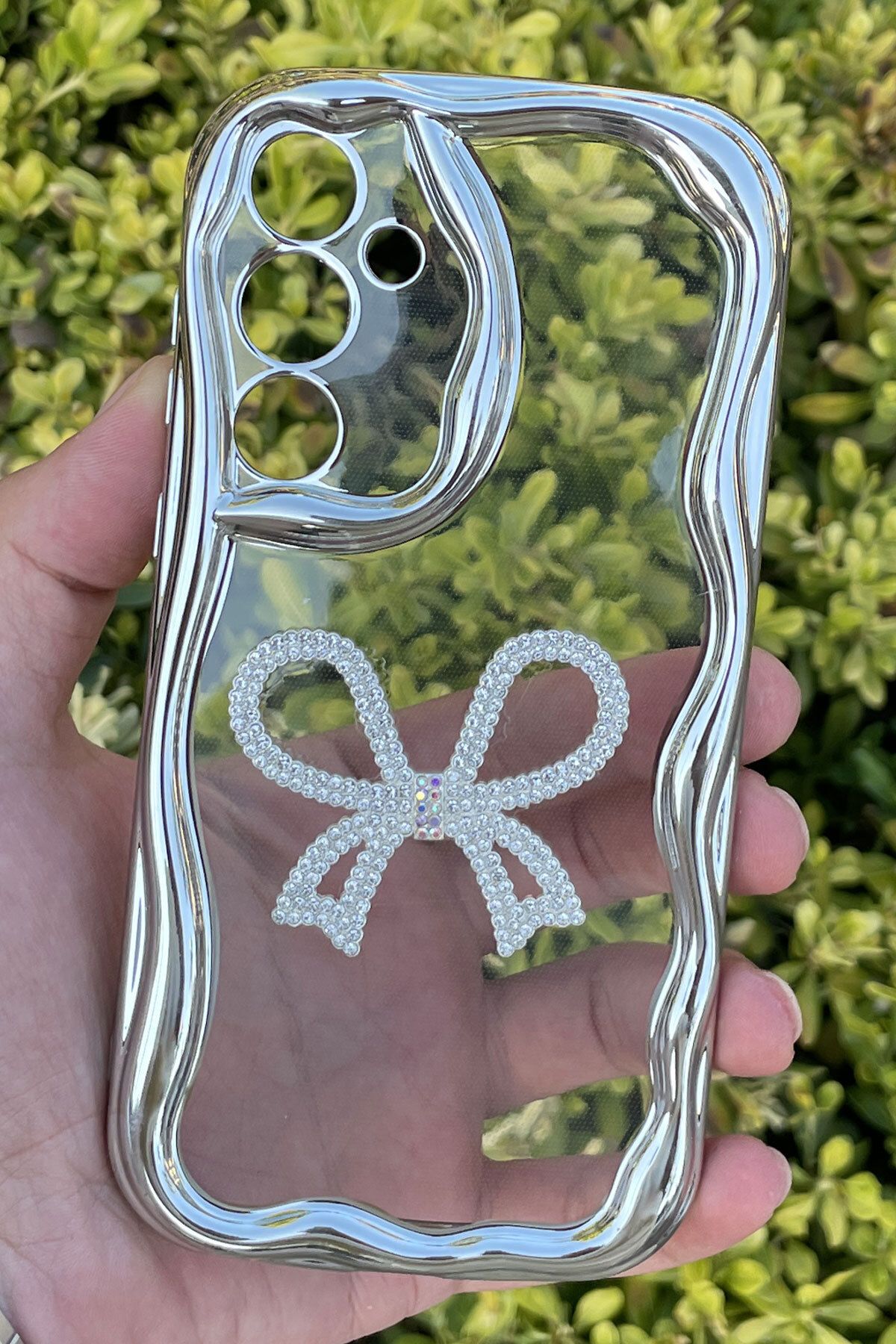CEPSTOK Samsung Galaxy A35 Kılıf Gümüş Taşlı Darbe Önleyici Silikon Kapak