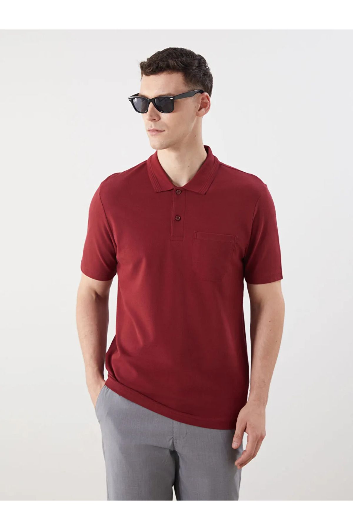 LC Waikiki LCWAIKIKI Classic Kirmizi Polo Yaka Kısa Kollu Pike Erkek Tişört