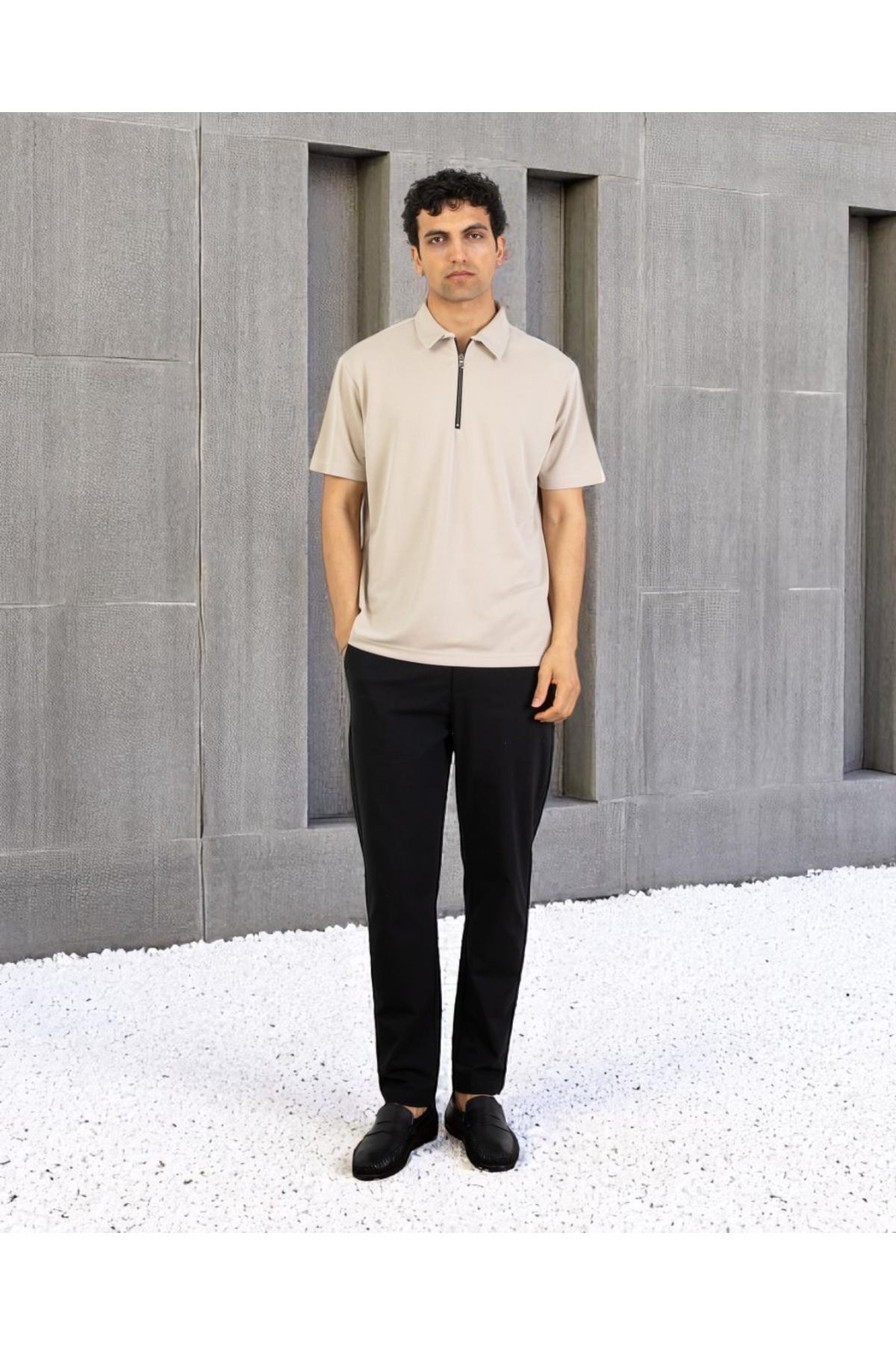 VOGUEMET Erkek Polo Yaka Fermuarlı Tişört | Rahat Kalıp Kısa Kollu Yazlık Model