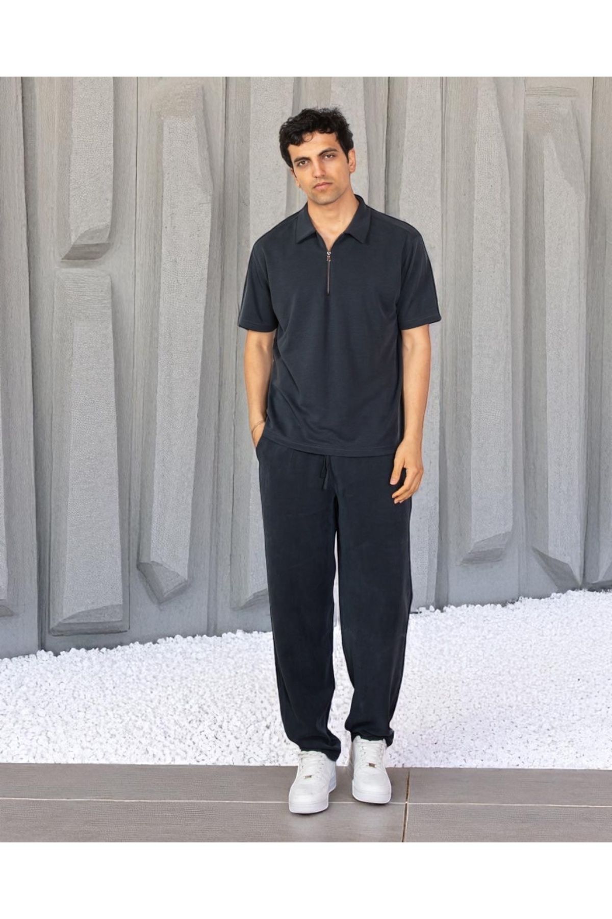 VOGUEMET Erkek Polo Yaka Fermuarlı Tişört | Rahat Kalıp Kısa Kollu Yazlık Model