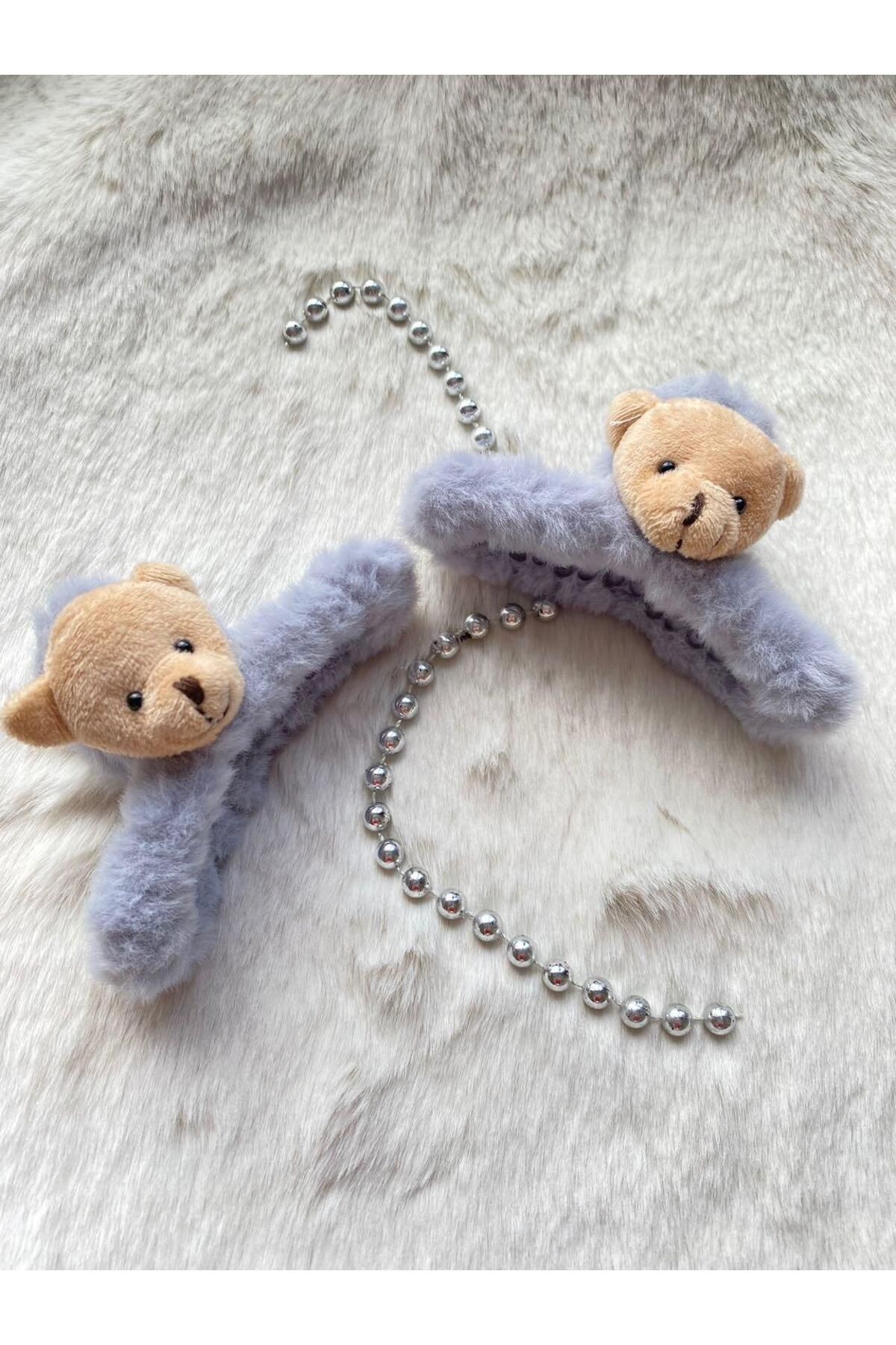 AyKoş aksesuar Peluş Ayıcıklı Mandal Toka 2'Li