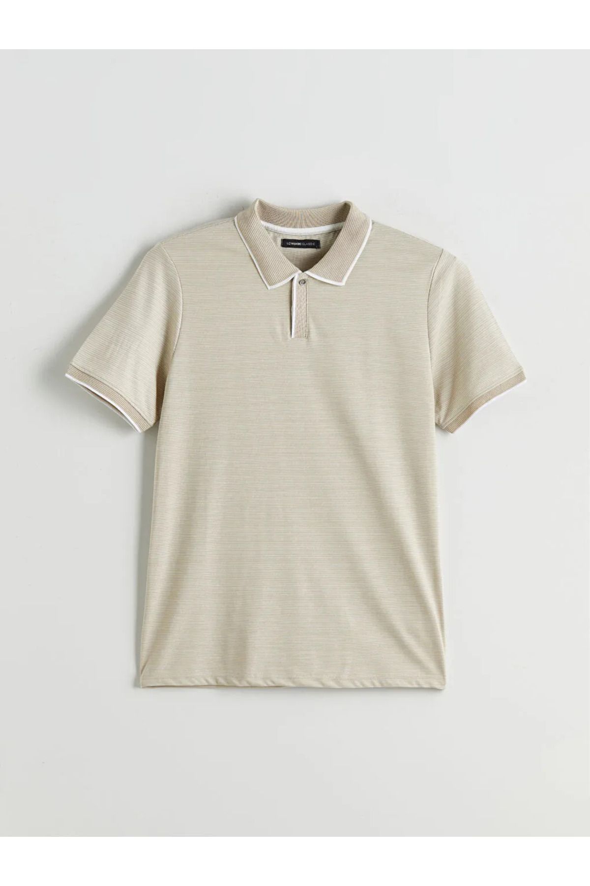 LC Waikiki LCWAIKIKI Classic Bej Polo Yaka Çizgili Erkek Tişört