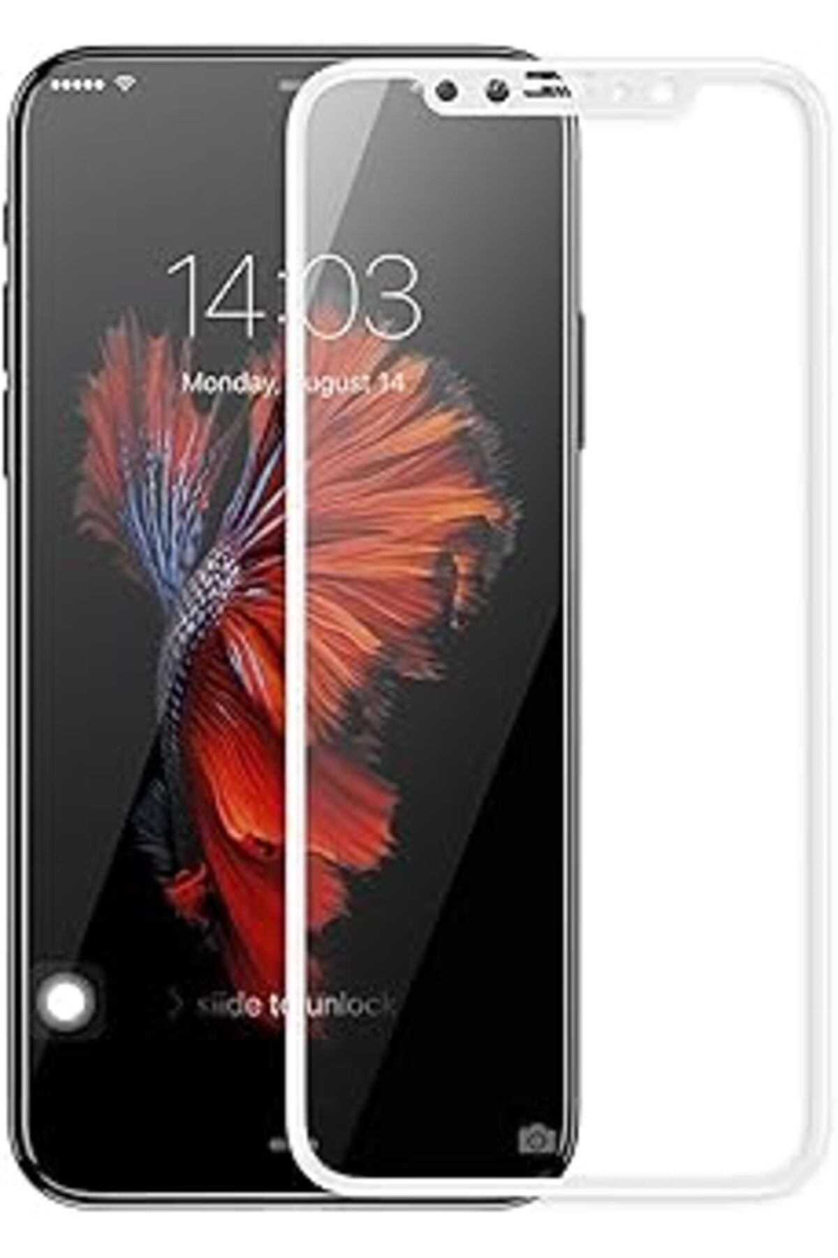 Qedii Microsonic Apple Iphone Xs (5.8'') Tam Kaplayan Temperli Cam Ekran Koruyucu Kırılmaz Film Beyaz