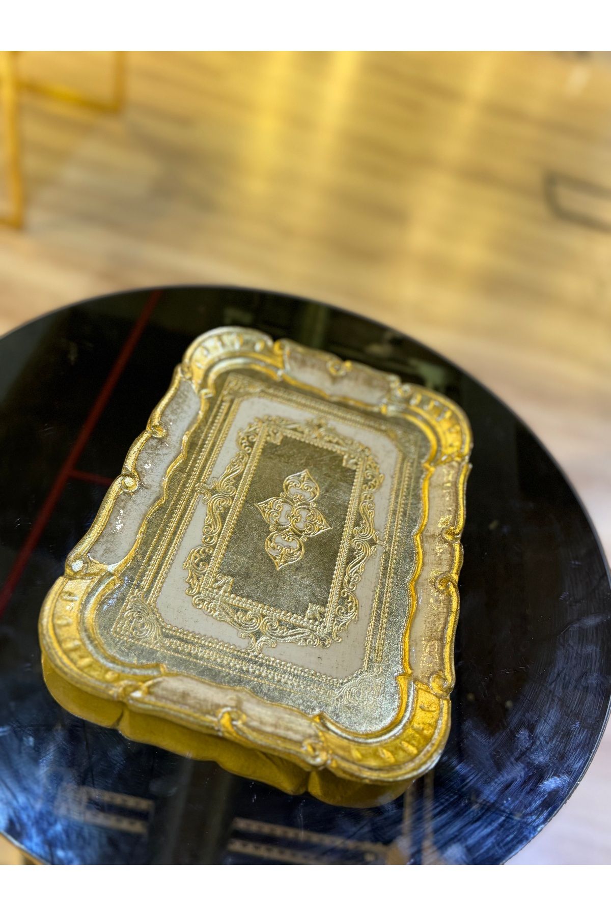 masi ESTERHOMEDECOR Tek kişilik orijinal Gül ağacı dikdörtgen sunum tepsisi 30cm Masi