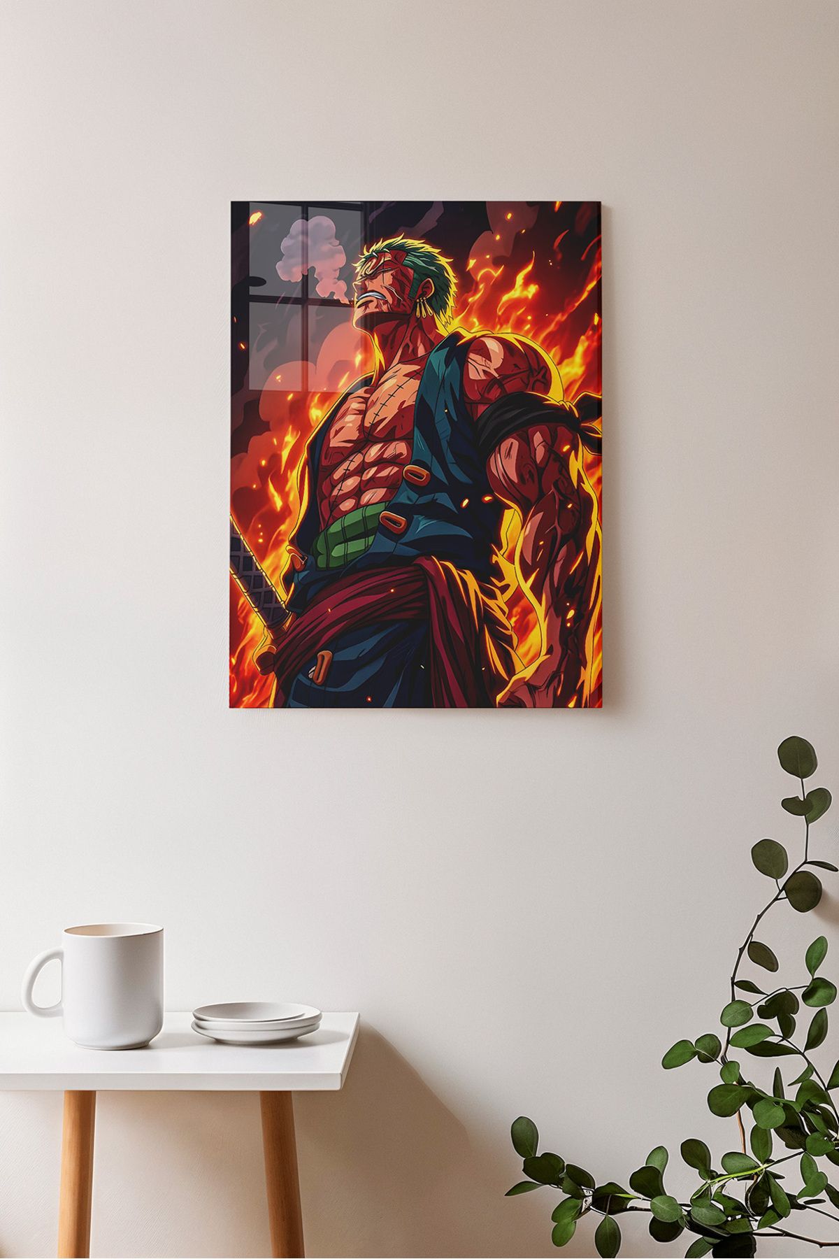 Ayabak Metal Poster Anime One Piece Zoro - Dekoratif Metal Poster - Hediyelik Çerçevesiz Tablo