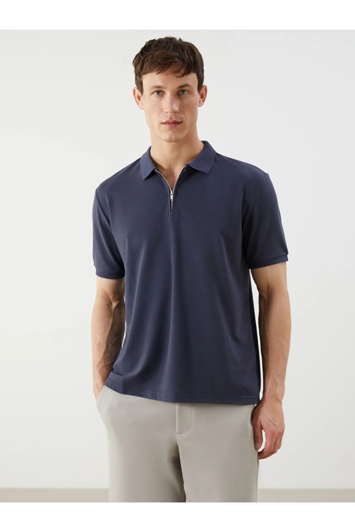 LC Waikiki LCW Vision Indigo Polo Yaka Penye Erkek Tişört