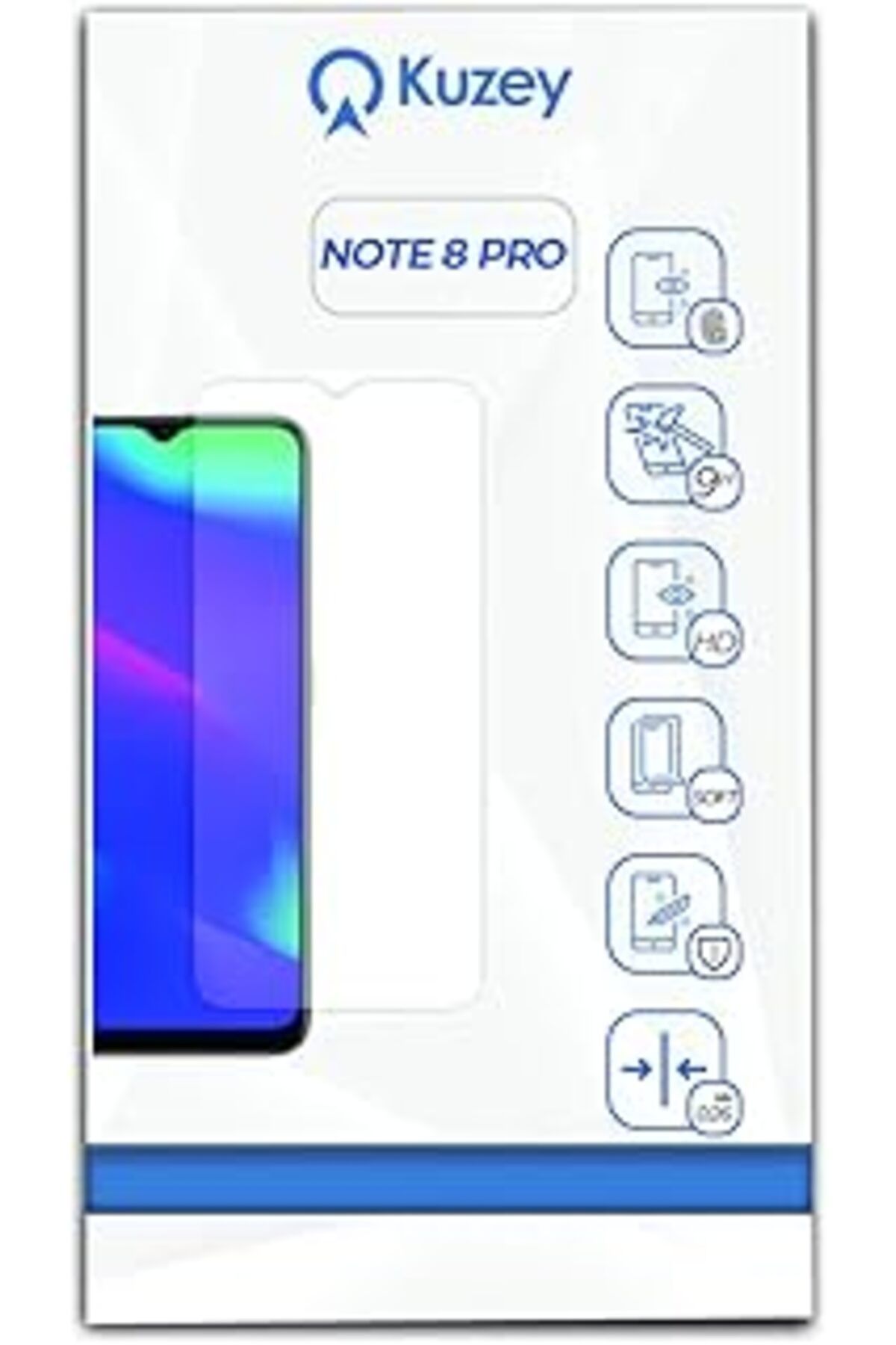 Qedii Kzy Xiaomi Redmi Note 8 Pro Temperli Cam Ekran Koruyucu