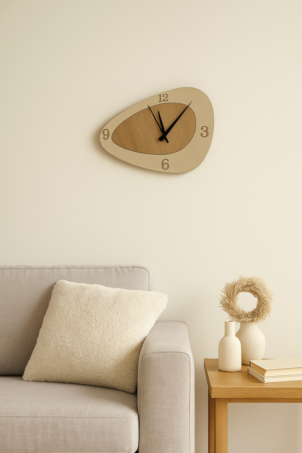 ساعة حائط خشبية صامتة - تصميم من القماش الخشبي وال...