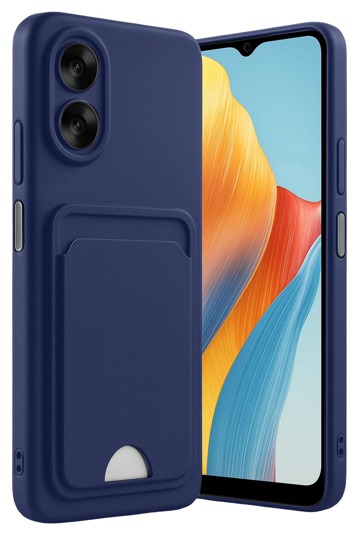 cepmoda OPPO A38 uyumlu | Kartlıklı Slim Telefon Kılıfı - Yumuşak iNce Silikon Kapak | LACİVERT