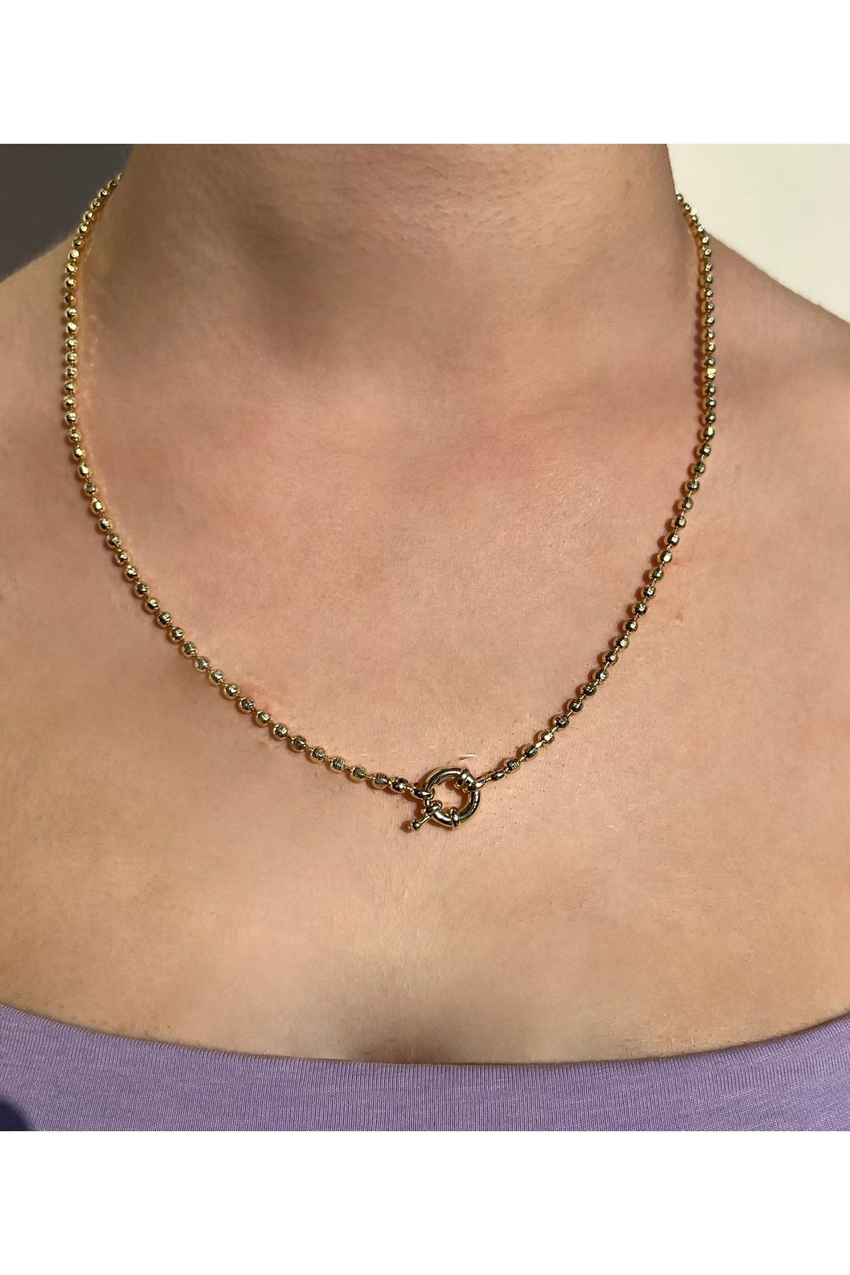 B&E SHİNE JEWERLY Kararmaz Çelik Halka Desen Kolye