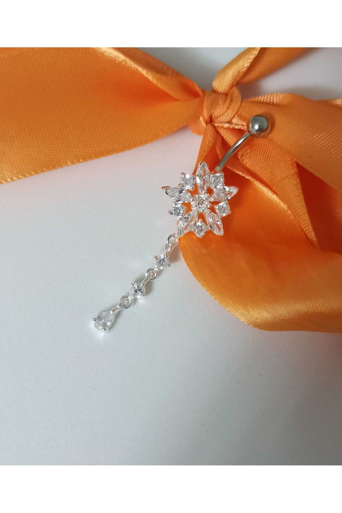 Simge Gümüş 925 Ayar Gümüş Göbek Piercing Ebatı 4 cm