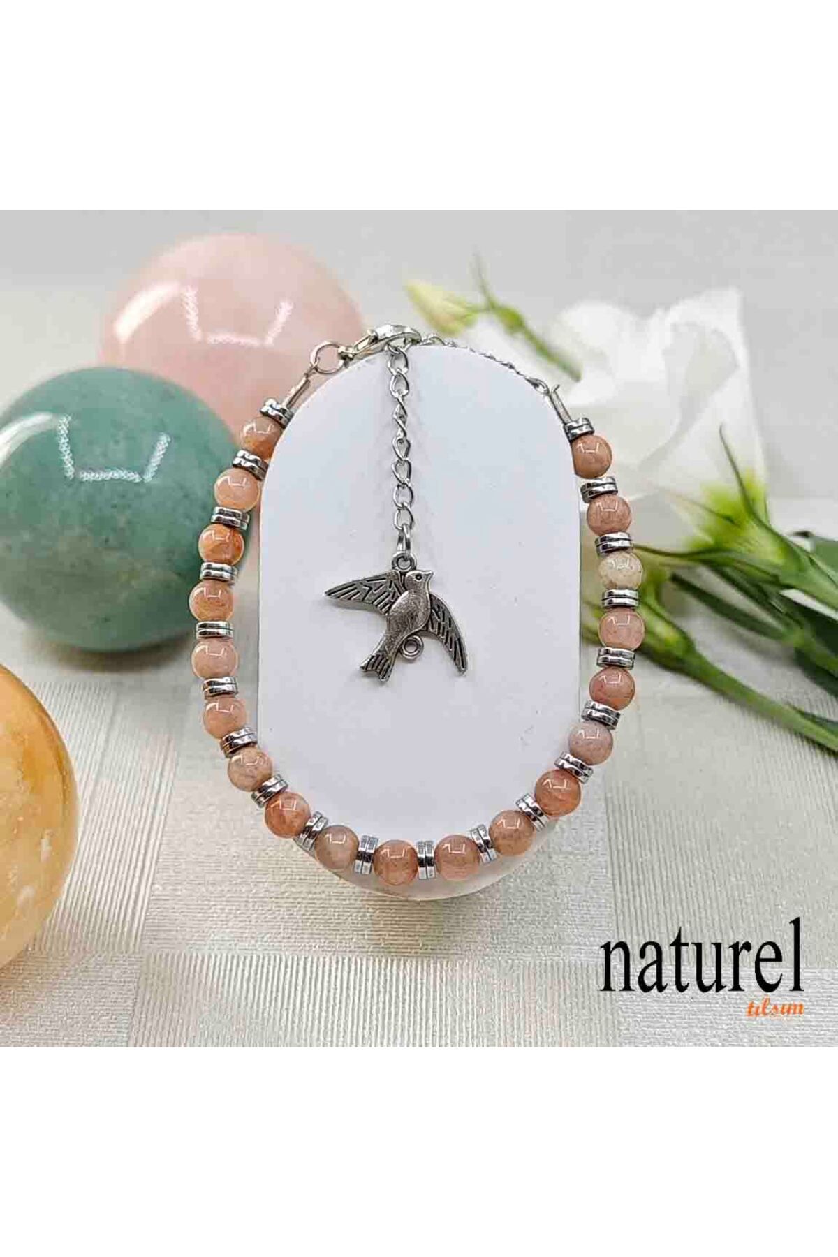 Naturel Tılsım Güneş Taşı Doğal Taş 6mm Bileklik