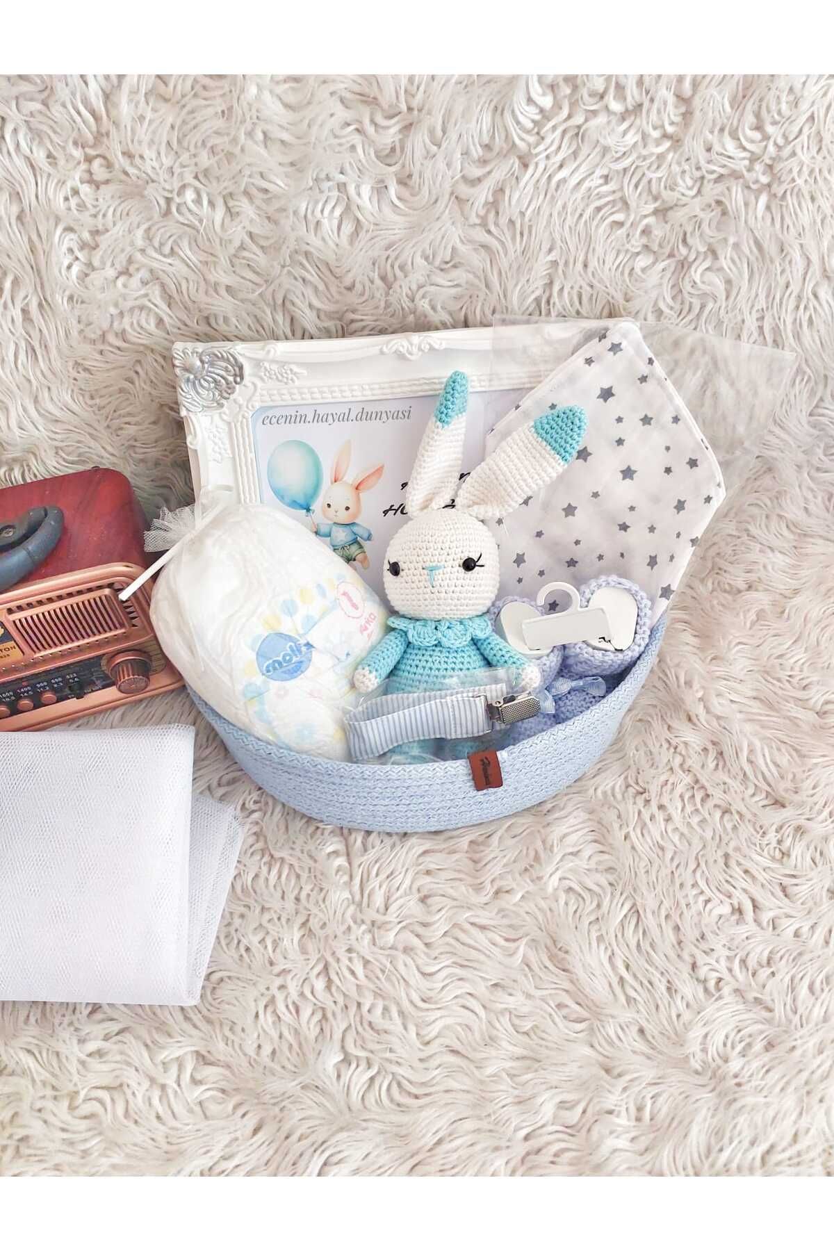 eceninhayaldunyasi Hoş geldin bebek sepeti erkek bebek hastane hediye sepeti özel el emeği (mavi) Baby shower