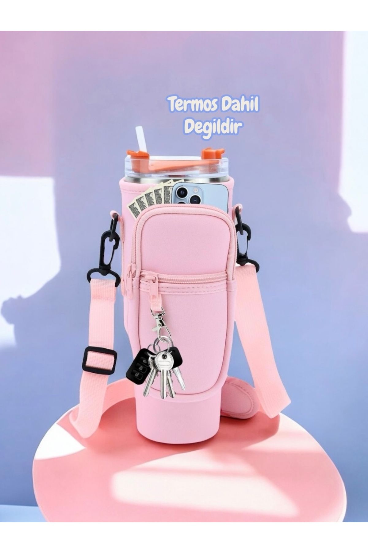 Stanley Quencher ve Tüm Pipetli Termoslarla Uyumlu Termos Kılıfı Çanta Ve Omuz Askısı