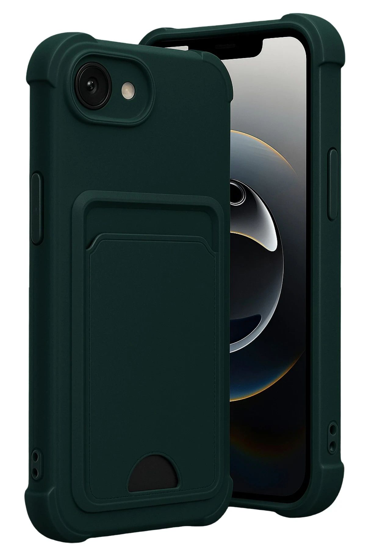 cepmoda iPhonE 16E Uyumlu Telefon Kılıfı | Kartlıklı, Slim Yumuşak ince Silikon Kapak | YEŞİL