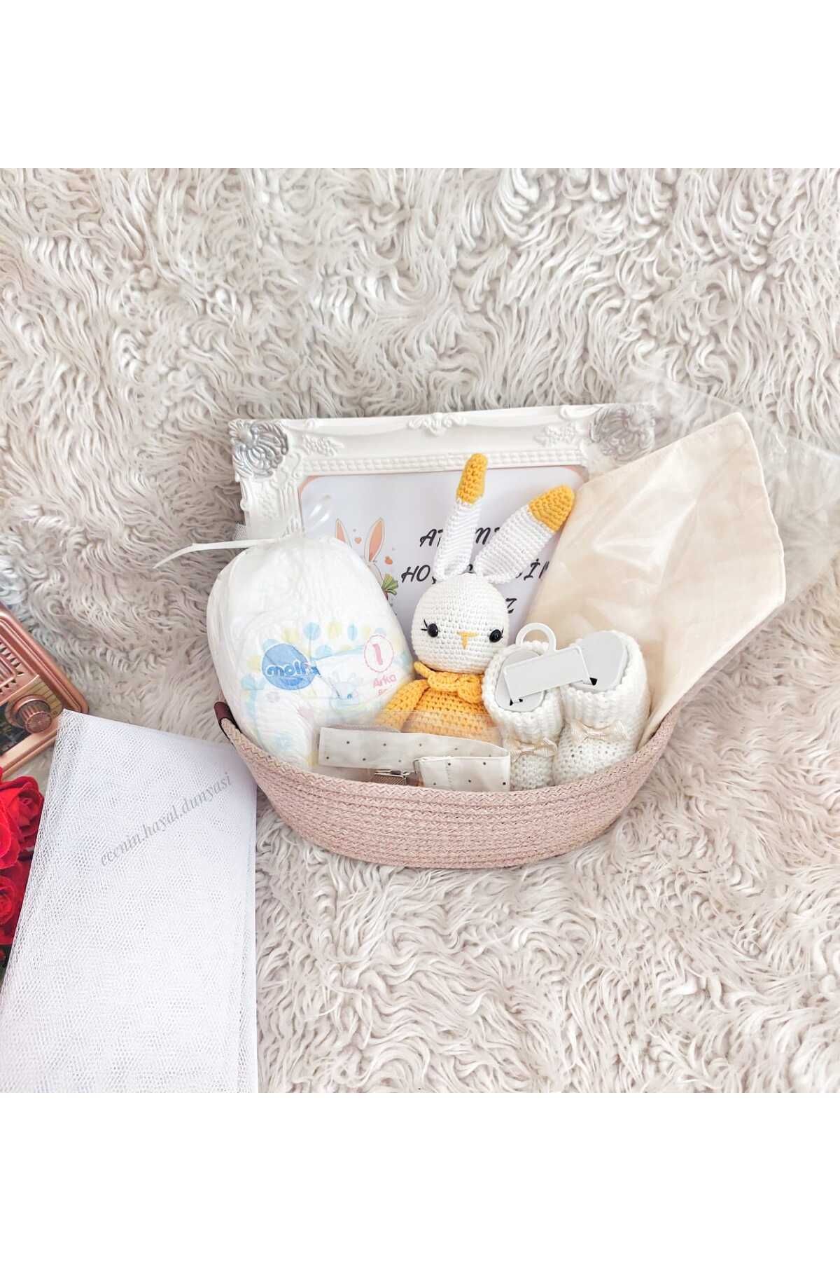 eceninhayaldunyasi Hoş Geldin Bebek Sepeti Erkek Kız Bebek Hastane Hediye Sepeti Özel El Emeği (MAVİ) Baby Shower