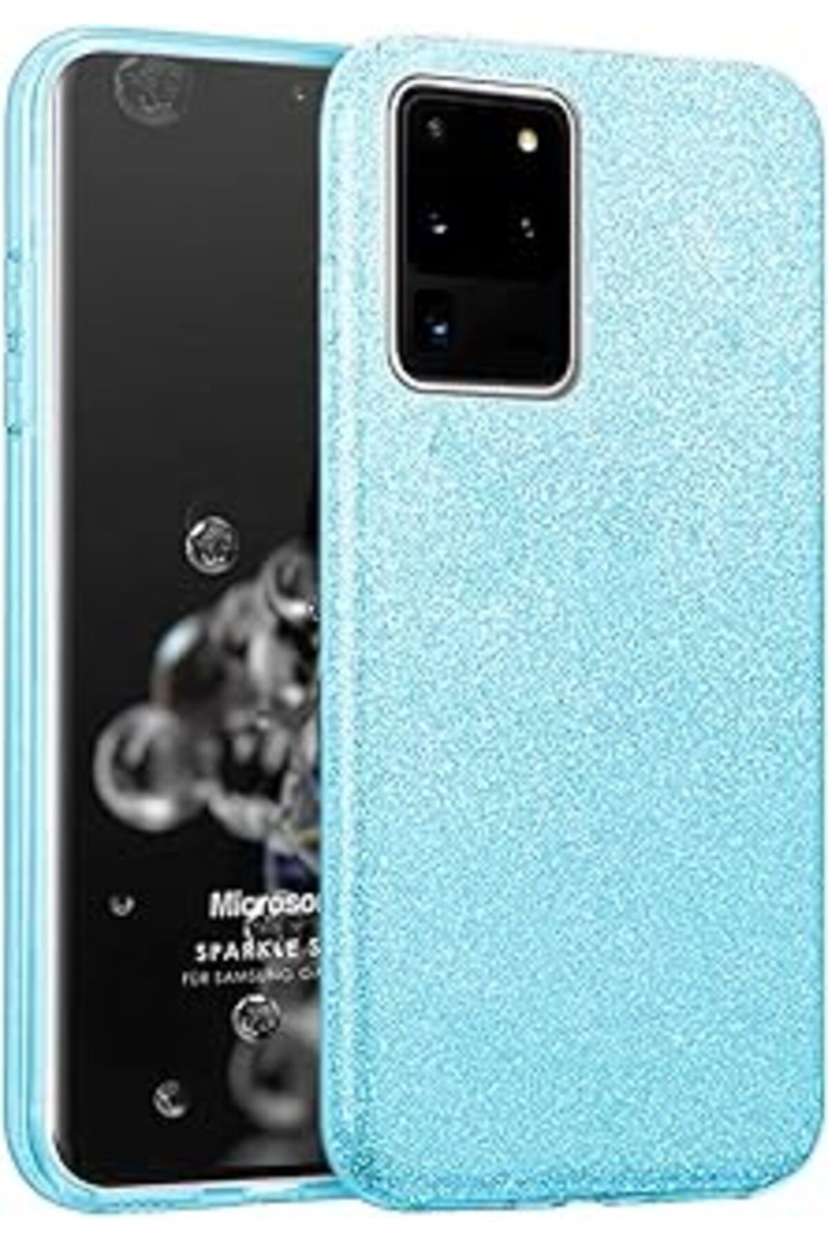 Pazarcan Microsonic Samsung Galaxy S20 Ultra Kılıf Sparkle Shiny Mavi