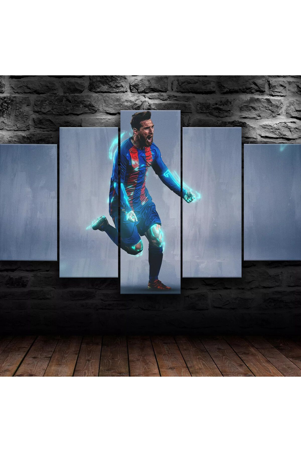 fabriflow exclusive Messi Spor Özel Tasarım 5li tablo dekoratif ev hediyesi