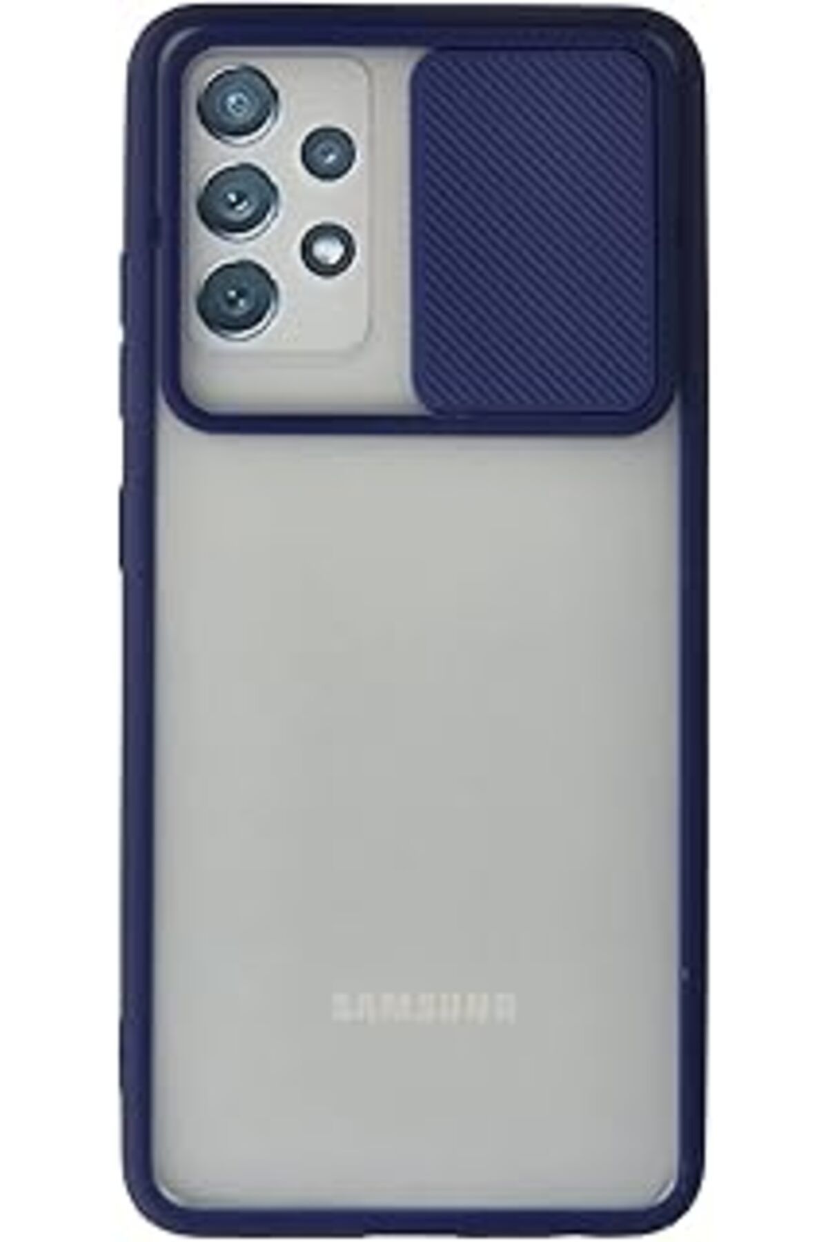 Pazarcan Nevarium Galaxy A52 Kılıf Lens Sürgülü Mat Silikon Palm - Lacivert