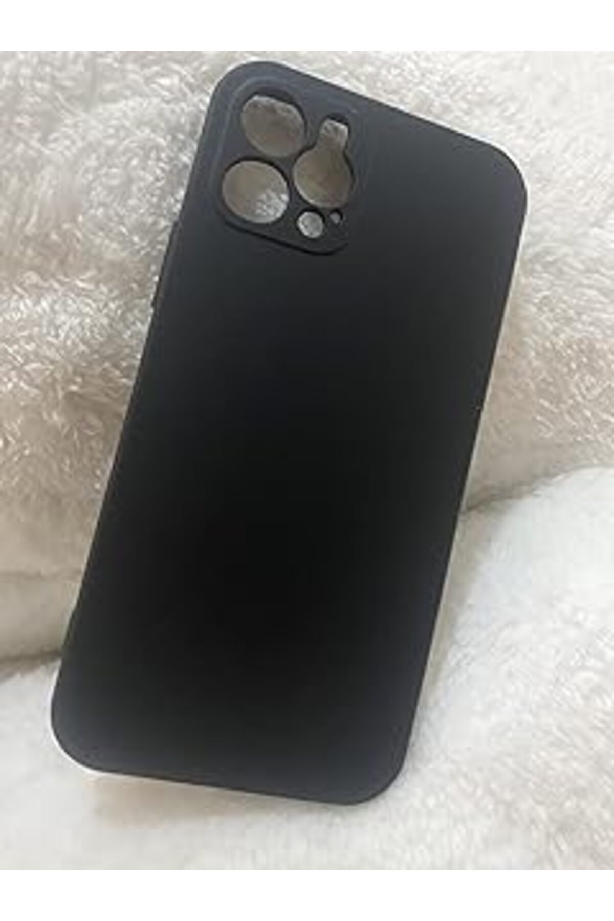 Pazarcan Tia Aks Iphone 12 6.1 Uyumlu Içi Yumuşak Kadife Dokulu Lansman Silikon Kılıf Siyah