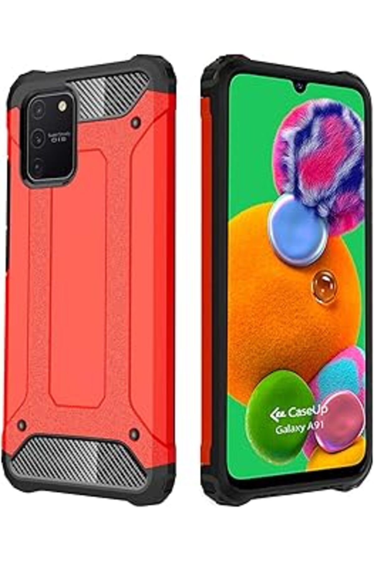 Pazarcan Caseup Samsung Galaxy A91 Uyumlu Kılıf, Caseup Tank Kırmızı
