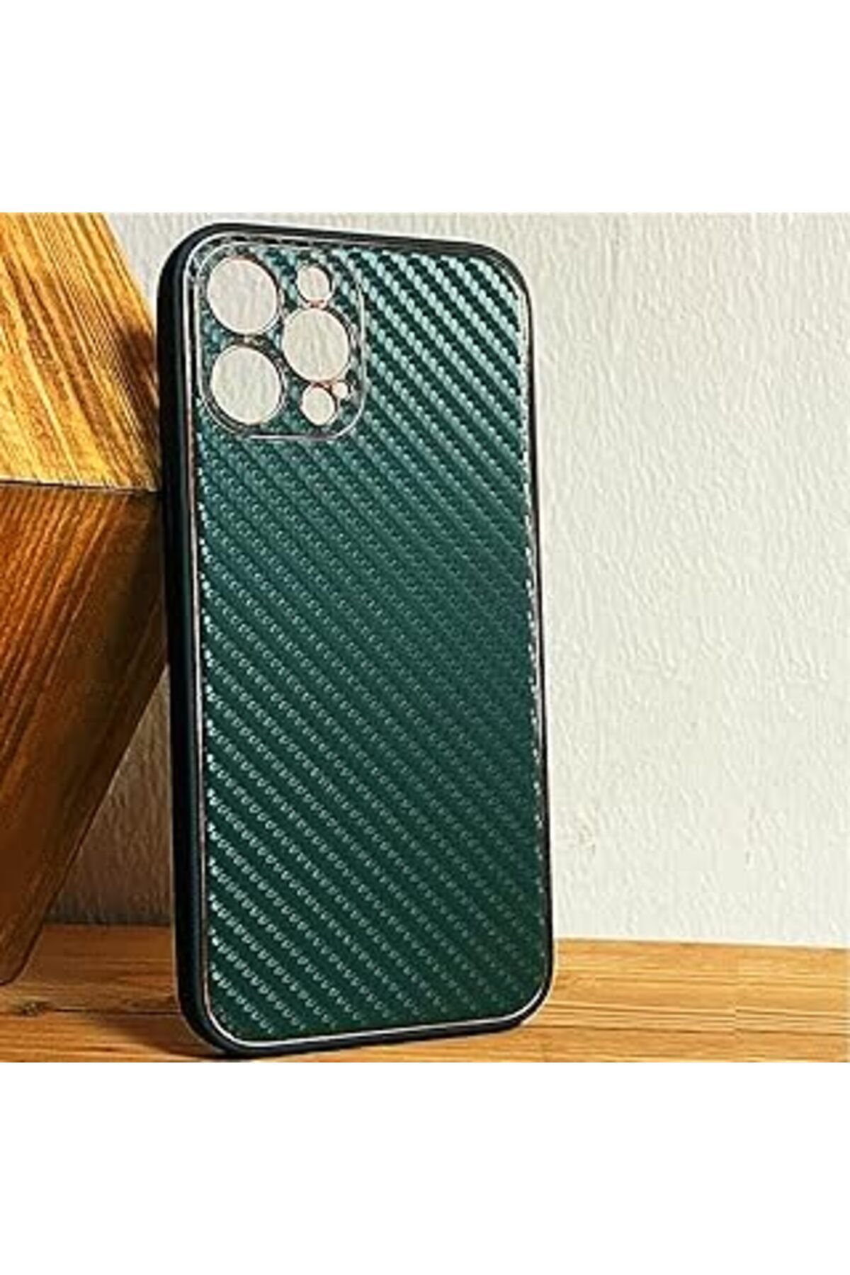 Pazarcan Iphone 12 Pro Max İle Uyumlu Kılıf Connection Desenli Kamera Korumalı Mat Yüzey Kılıf Haki